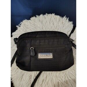 The Sak MultiSak Striped Canvas Cross Body Small Purse Bag Multiple Pockets